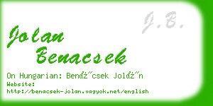 jolan benacsek business card